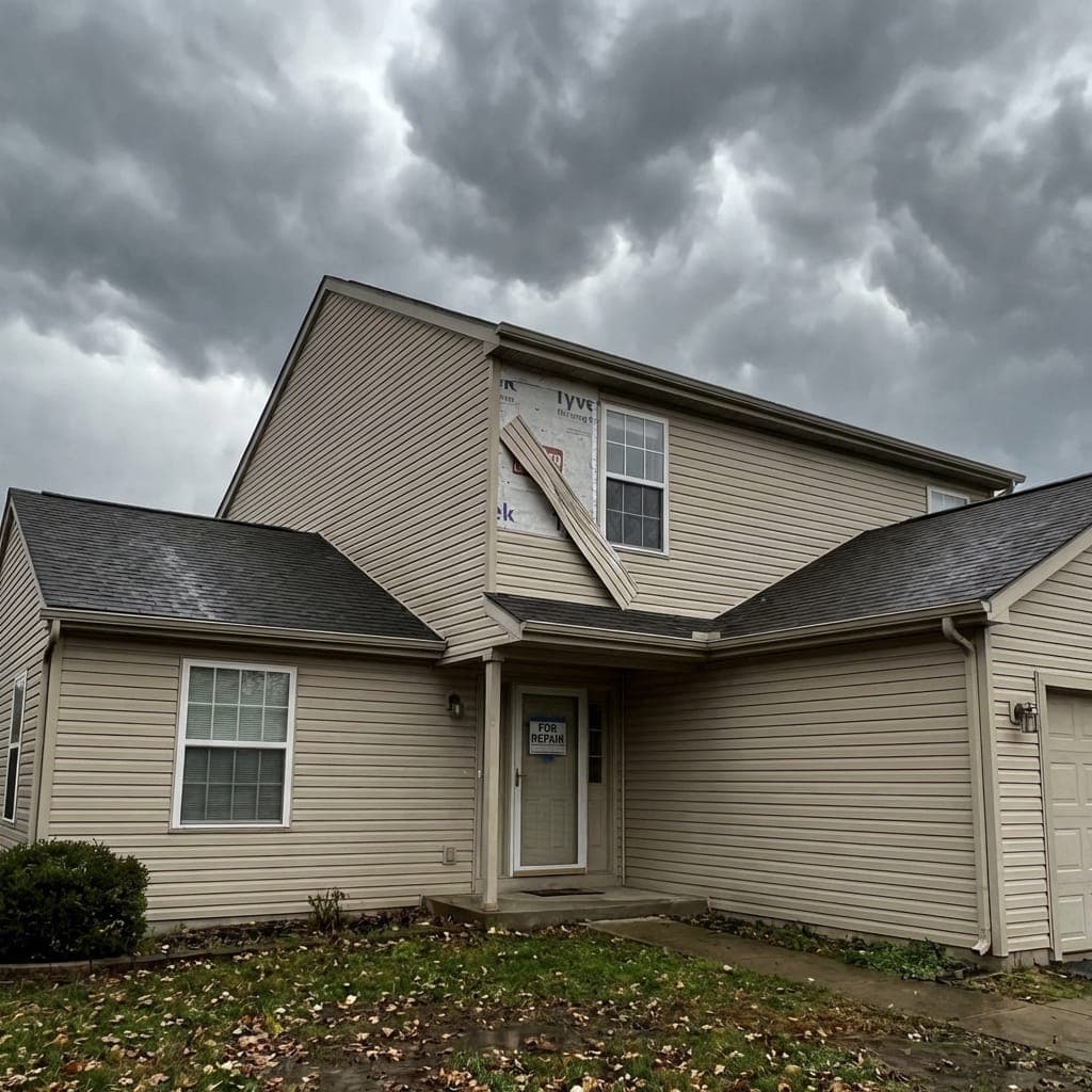 Before - storm damaged exterior Alpha NJ